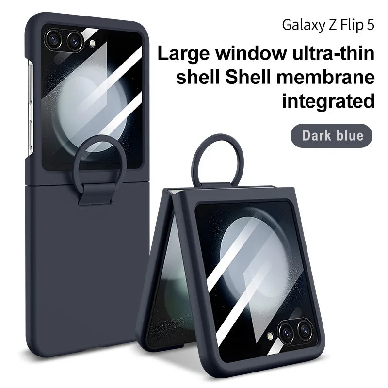2025 Hot Skin Feel Glass Case for Samsung Galaxy Z Flip 7 FE 6 5 5G Fold business Fashion Cover Anti-knock Cases for Flip5 Flip6