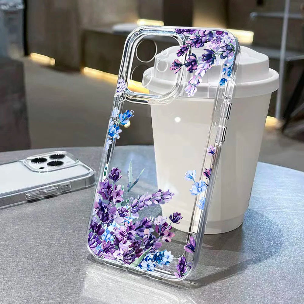 Case For Samsung Galaxy A56 5G A36 S25 Ultra S24 FE S23 S26 Case Samsung A16 A55 A54 A26 A35 White Lotus Floral Clear Phone Case