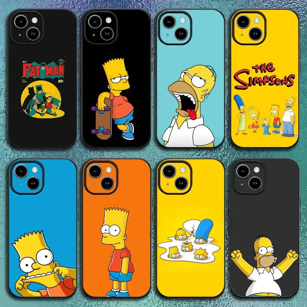 Anime T-The S-Simpsons-s Phone Case For IPhone 17 12 13 14 15 16Pro Max  Plus Classic black soft shell