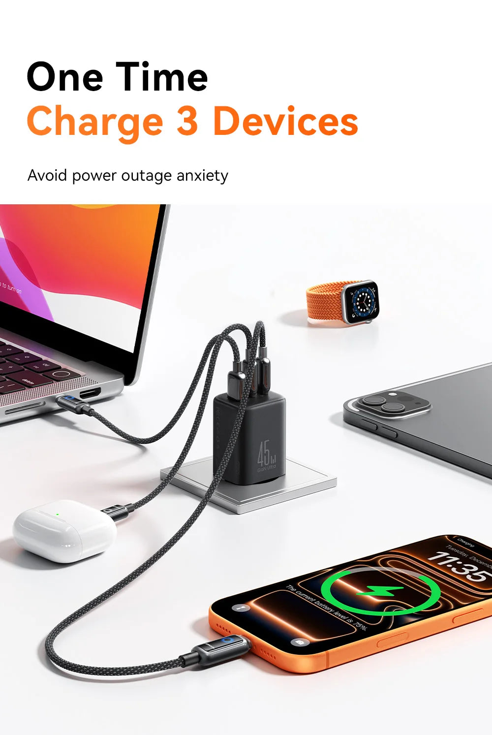 Joyroom 45W USB C/L/A Charger Mini Wall Charger EU UK Adapter Phone Charger for iPhone Earphone Mobile Phone Charger TO1
