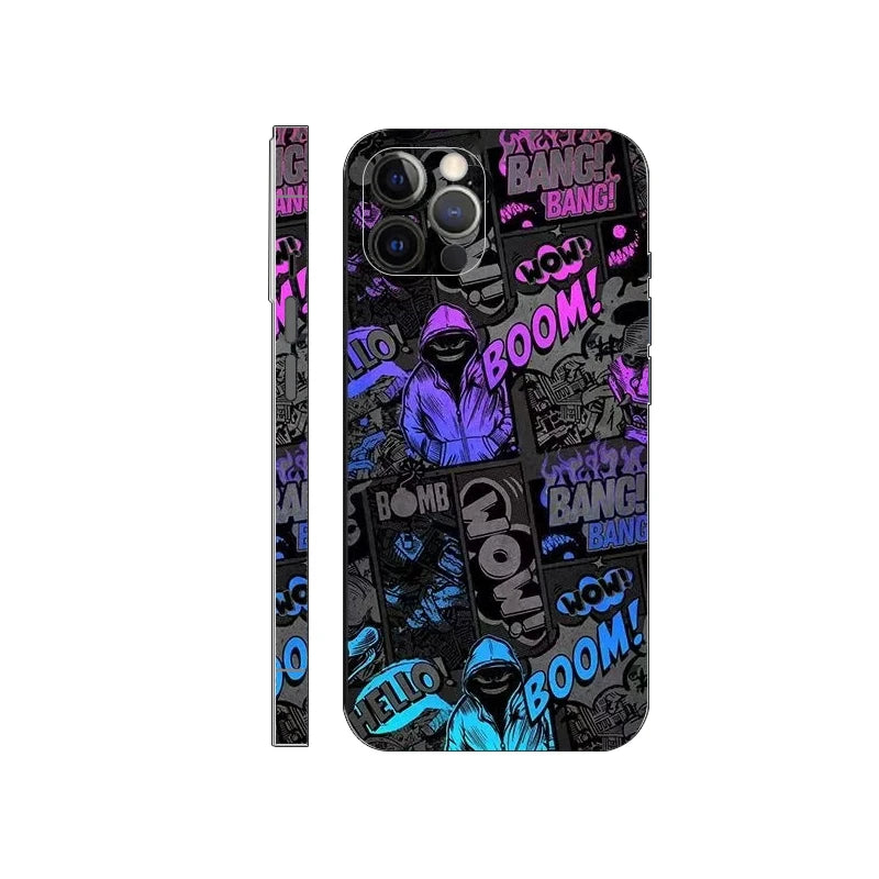 Colorful Decal Skin for iPhone 17 16 15 14 Pro Max Back Film Cover Wrap Rear Screen Protector Anti-scratch Durable Sticker