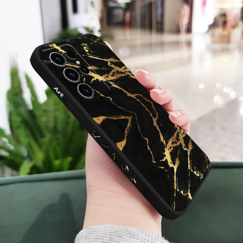 Gold Marble Phone Case For Samsung Galaxy S25 FE S24 S23 S22 S21 S20 S10 S10E Ultra Plus Note 20 Ultra 10 Plus Cover