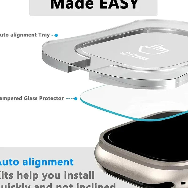 2Pcs 49mm For  Apple Watch Ultra 2/3 Tempered Glass Screen Protector Kit with Alignment Tool Easy Install Watch Case Accessories