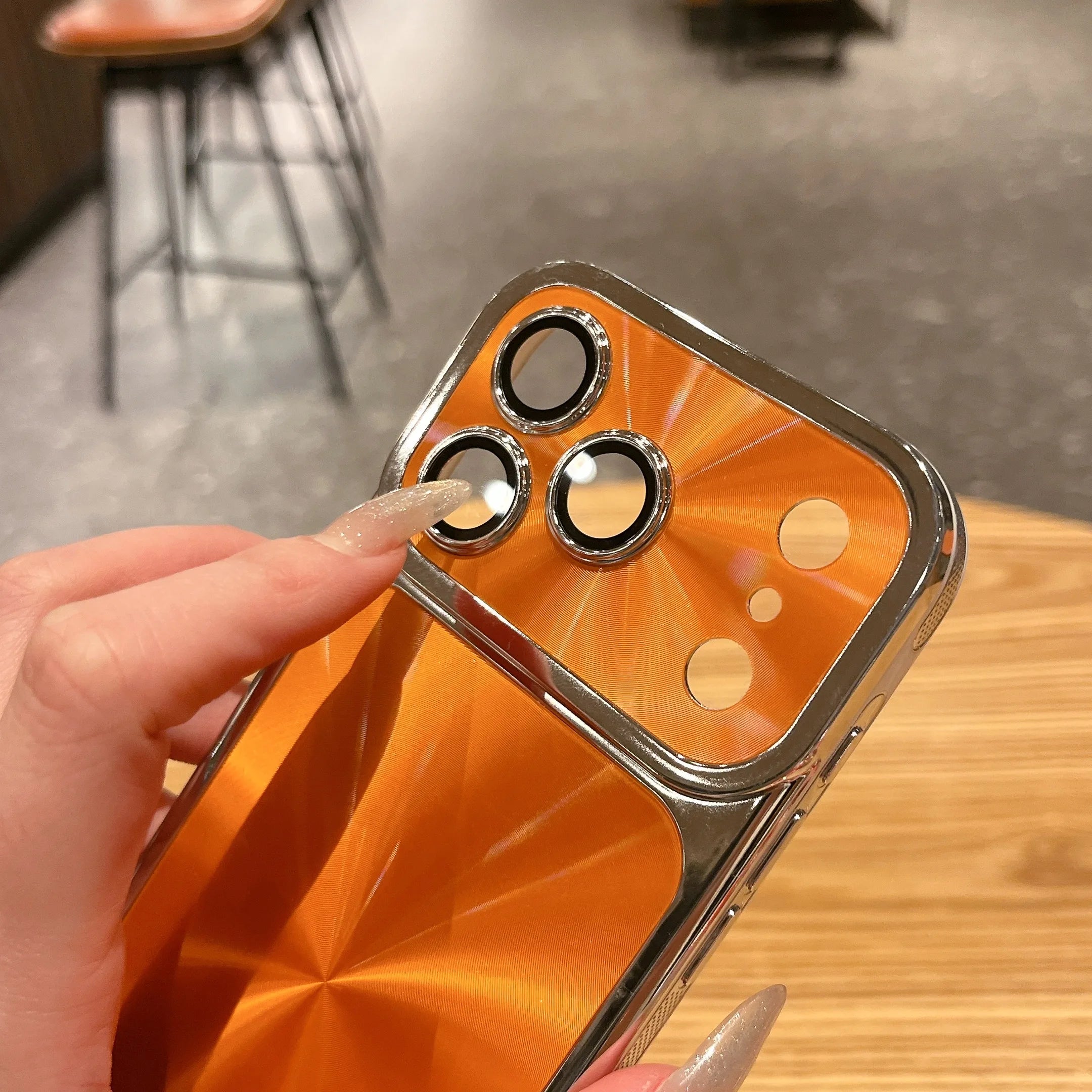 Shiny Electroplated CD Laser Pattern Case for iPhone 17 16 15 14 13 Pro Max Luxury Glitter Lens Protective Shockproof Cover