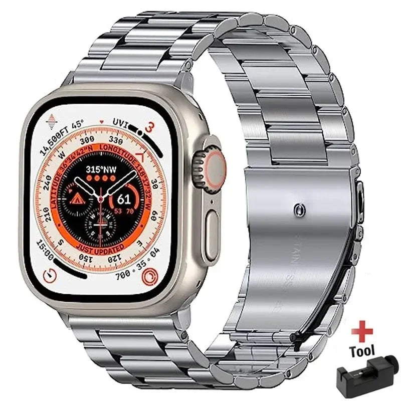 Stainless Steel Strap for Apple Watch band 44mm 45mm 38-42-40-41mm Metal link Bracelet iWatch series 10 8 7 6 5 4 3 se Ultra 49m