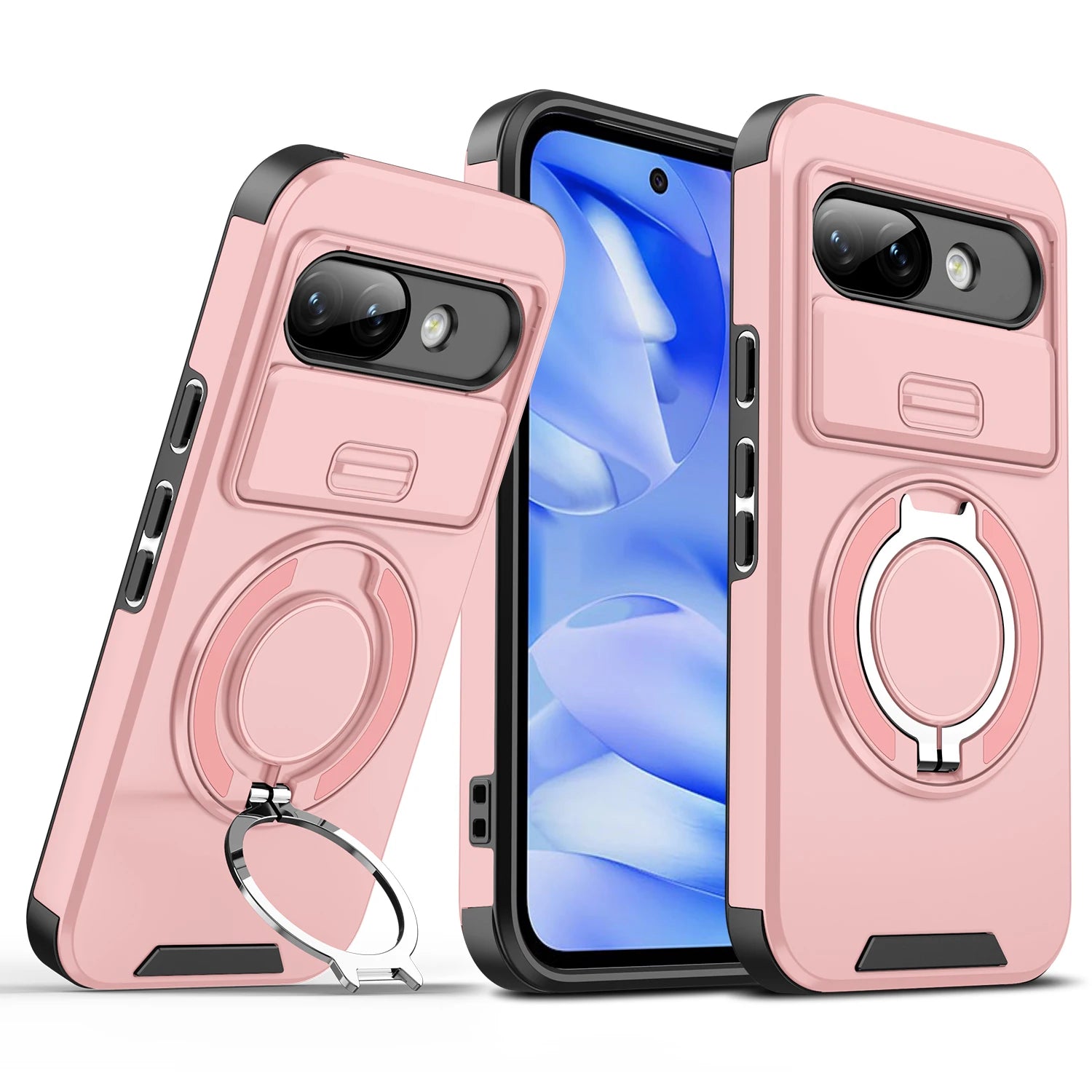 For Google Pixel 9a Case Google Pixel 9 Pro XL Cover Pixel 9 9Pro Magnetic Ring Armor Slide Camera Magsafe Wireless Charge Cover