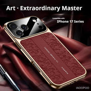 Luxurious Leather Back Electroplated Soft TPU Cover Case For iPhone 17 pro Max Air iPhone 16 15 14 ProMax