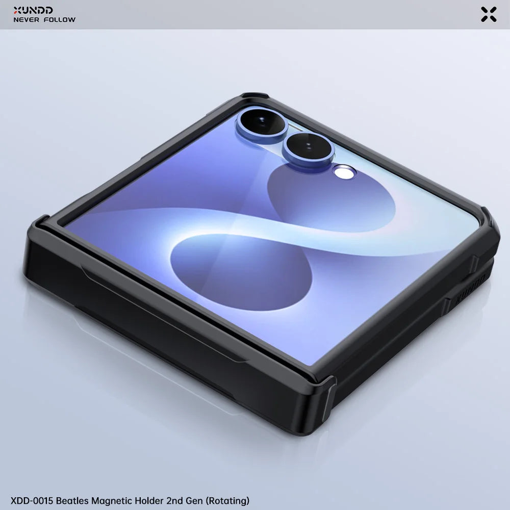 Xundd Case For Samsung Galaxy Z Flip 8, Hinge Protection Anti-Yellow Airbag Shockproof Magnetic Kickstand Slim Clear Protective