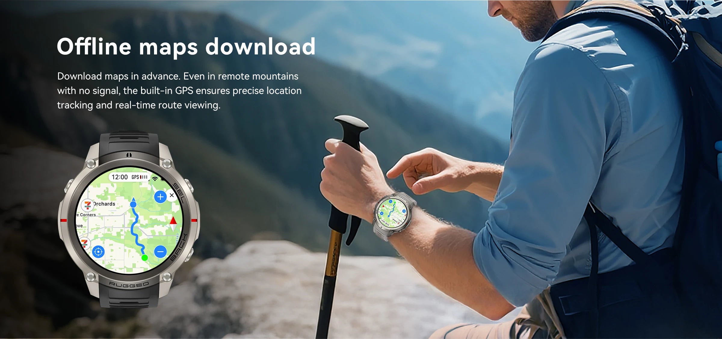 2026 Military Satellite Offline Map GPS Smart Watch Men 1.43''AMOLED Bluetooth Call Compass 5ATM Waterproof 170+Sport Smartwatch