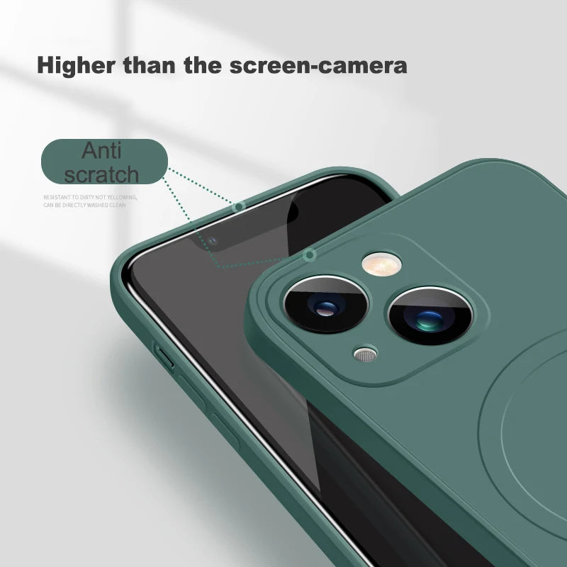 For Magsafe Magnetic Wireless Charge Case For iPhone 14 13 12 11 15 Pro Max Mini XR X S 7 8 Plus Soft Liquid Silicone Back Cover