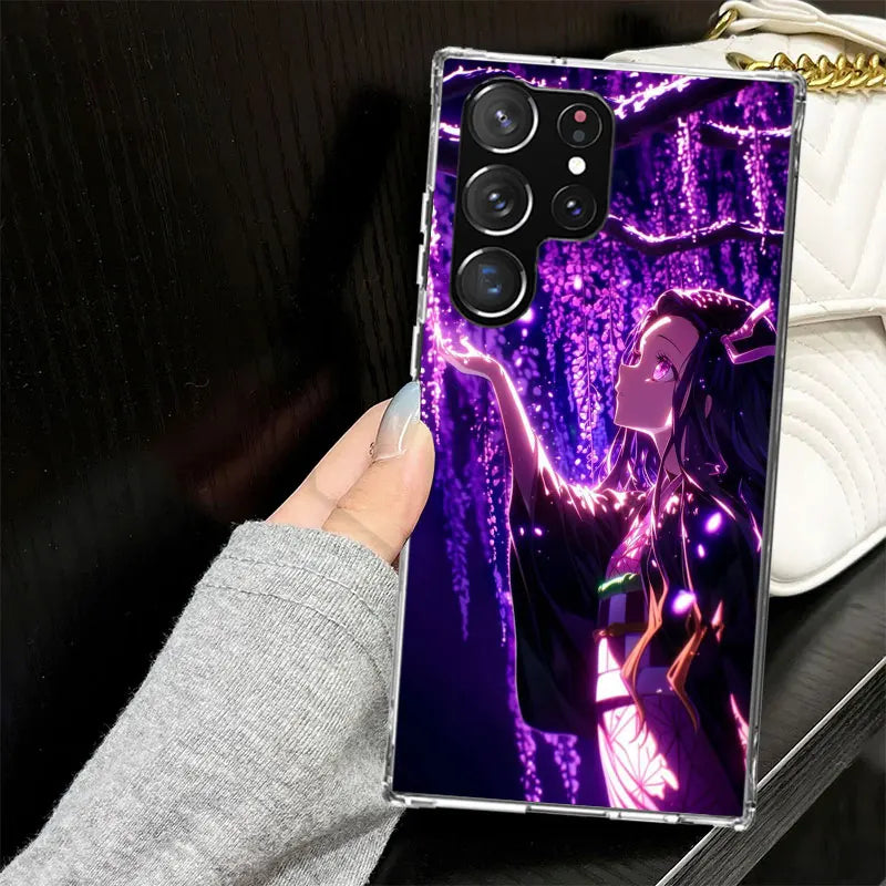 Kamado Nezuko Demon Slayers Case for Samsung Galaxy S25 S24 S23 S22 Ultra Soft Phone Cover S25 Edge S21 Plus S20 FE S10 + Black