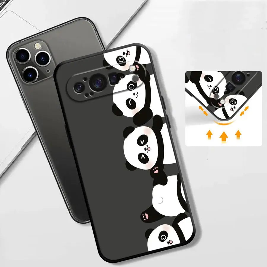 Funda Phone Cover Case for Google Pixel 10A 6a 7a 6 7 8 Pro 8a 9a 10 9 Pro XL Black White Panda