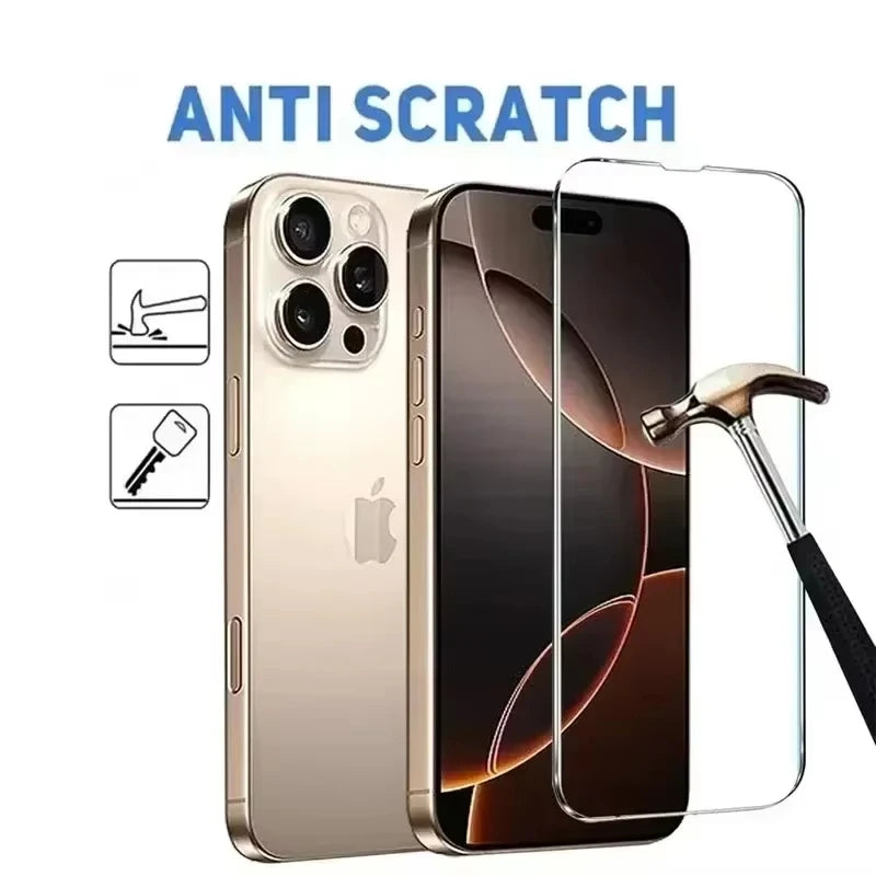 6Pcs Tempered Glass For iPhone 17 Air 18 16 15 14 13 12 11 Pro Max Mini Screen Protectors For iPhone 16e 13 Mini XS XR 7 8 Plus