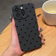 Black Minimalist Love Heart Pattern Phone Case For Samsung Galaxy S26 S25 S24 S23 S22 S21 Ultra Plus S20FE A15 A35 A54 A55 Cover