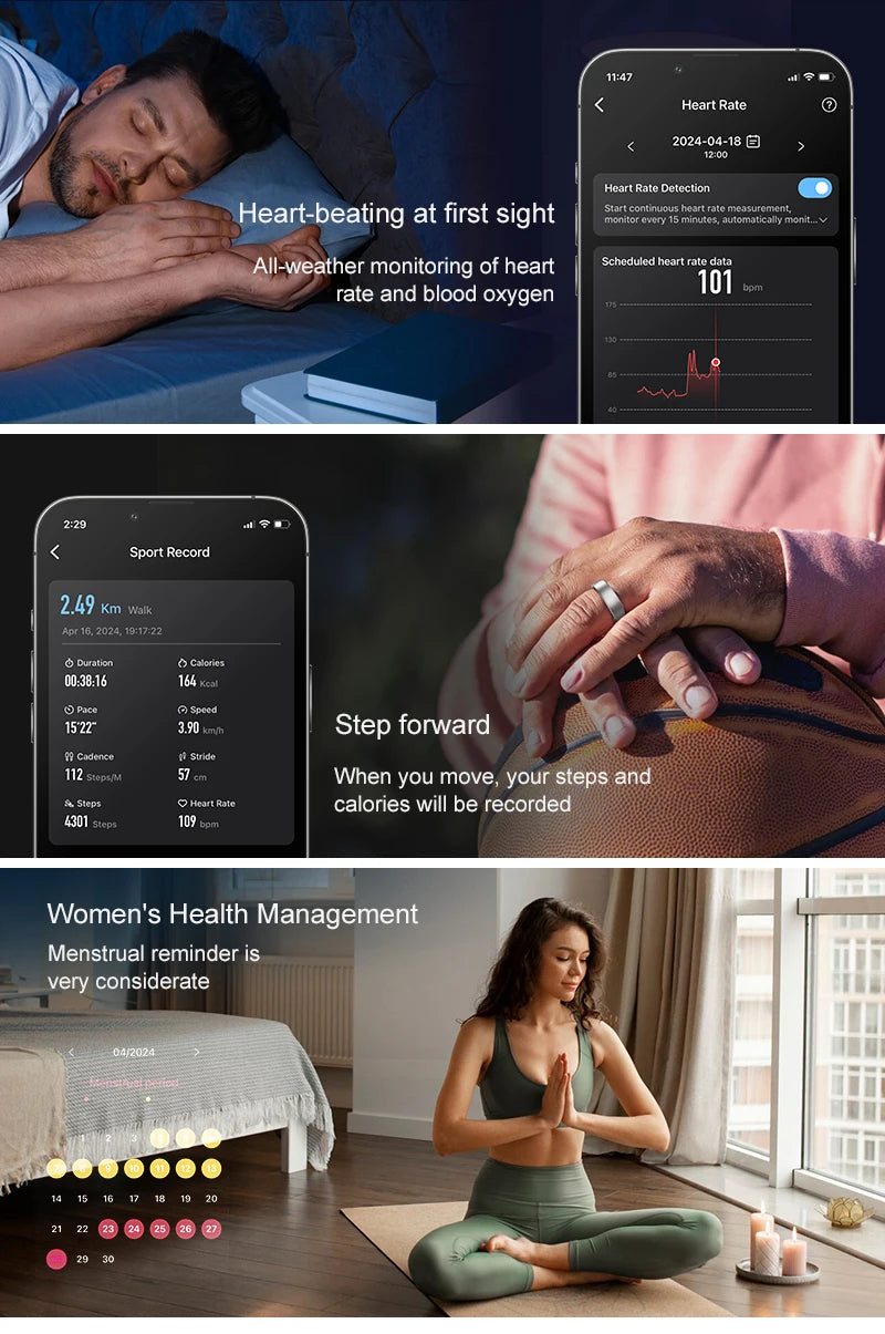 Smart Ring R10 Gesture Control Heart Rate Body Temperature Blood Oxygen Sleep Monitor 5ATM Waterproof Multi Sport Smart Ring