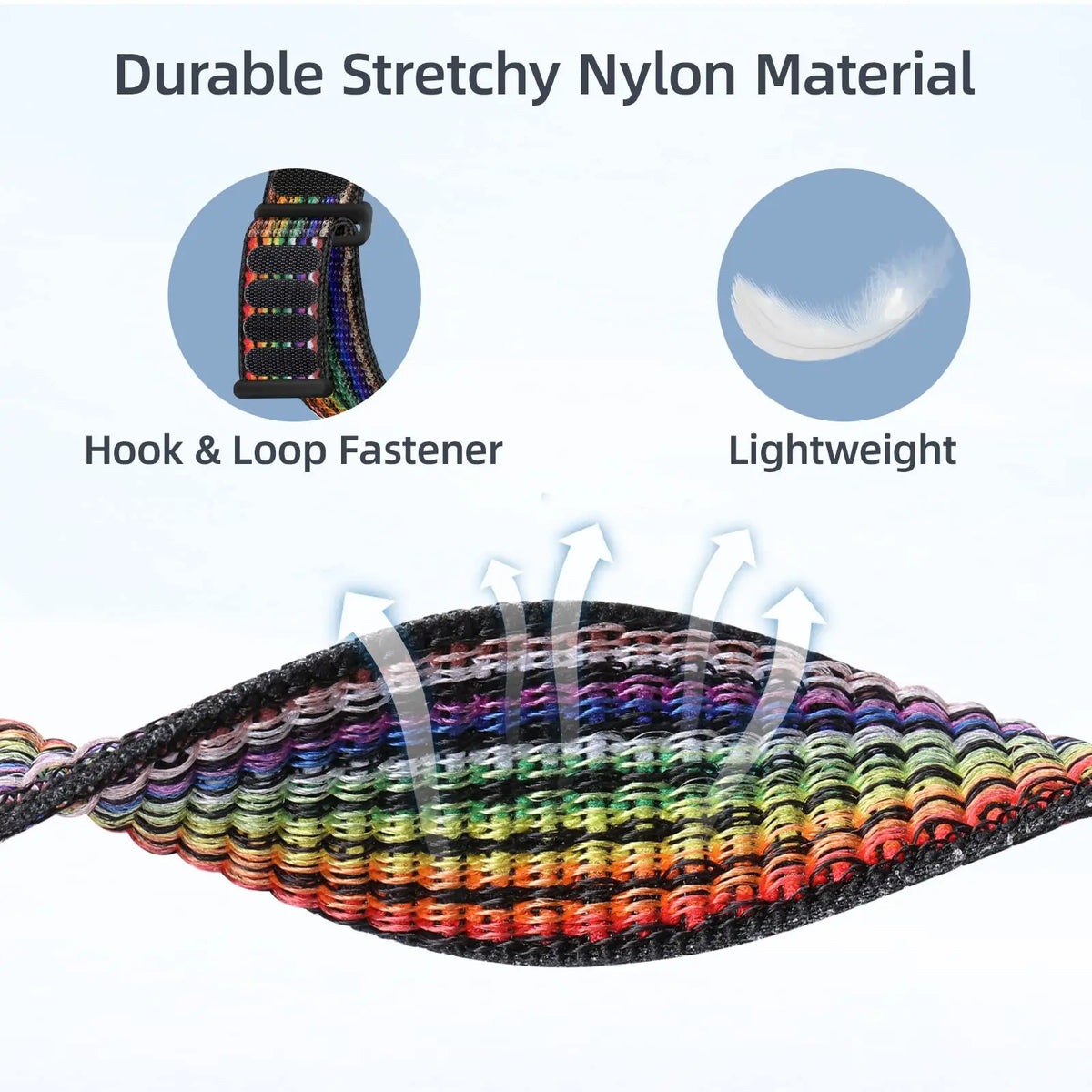 2 Packs Rainbow Sport Nylon Watch Band Compatible with Apple Watch 38mm 40mm 41mm 42mm 44mm 45mm 46mm 49mm for Pride Day
