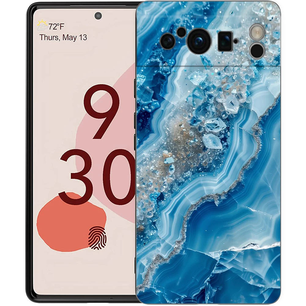 Marble Stone Phone Case For Google Pixel 10A 10 9 8 7 6 Pro XL 9A 8A 6A 7A 5G Soft Shockproof TPU Black Cover