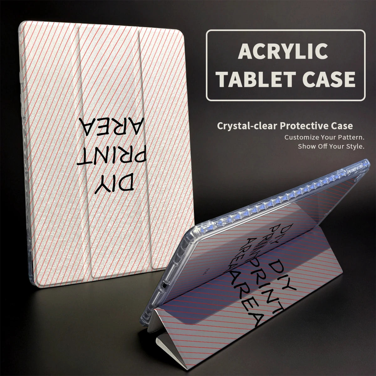 Custom Pattern Protective Case Personalized Design Triple Fold Transparent Cover for iPad Mini Air Pro