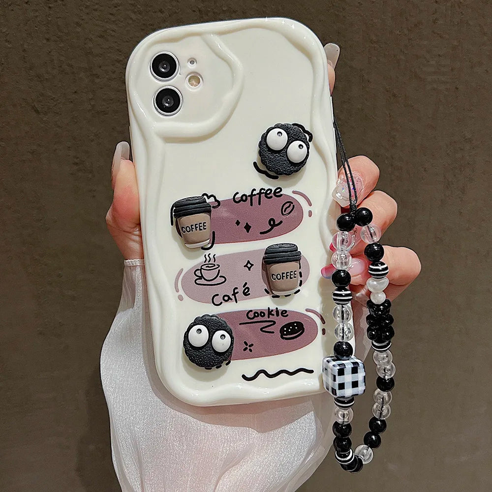 Cute 3D Pig Bracelet Wrist Chain Lanyard Clear Soft Phone Case For iPhone 17 16 13 14 15 Pro Max 11 12 XR XS X 7 8 Plus SE Cover