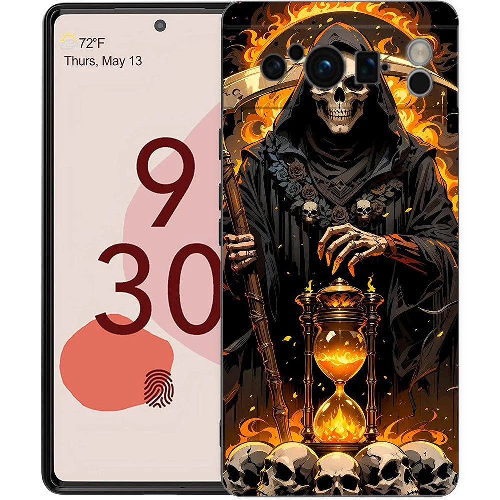 Grim Reaper Skull Phone Case For Google Pixel 10A 10 9 8 7 6 Pro XL 9A 8A 6A 7A 5G Soft Shockproof TPU Black Cover