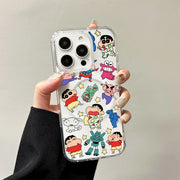 C-Crayon S-ShinChan Wireless Charging Case for iPhone 17 Air 16 E 15 14 Plus 13 12 Mini 11 Pro Max Transparent Silicone Cover