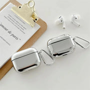New For Apple Airpods Pro 3 1 2 3 4 Pro Pro2 Earphone Cover Protective Case Electroplated Mirror Simple Silver Case With hook