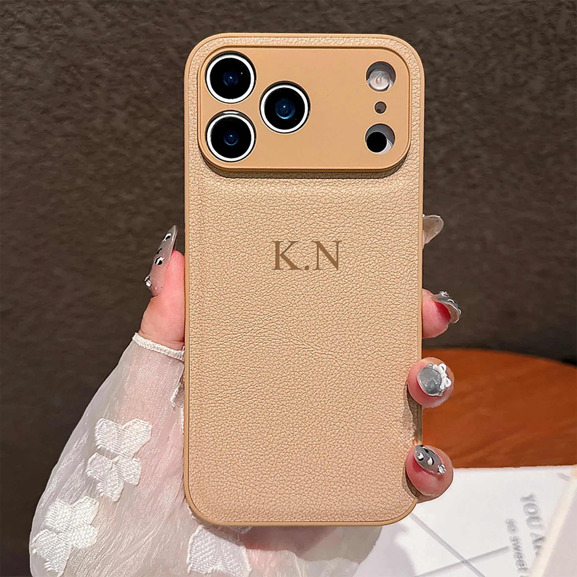 Personalized Phone Case For iPhone 17 16 15 14 13 12 11 Pro Max Plus 17Air Luxury PU Leather Customized Initials Name Gift Cover