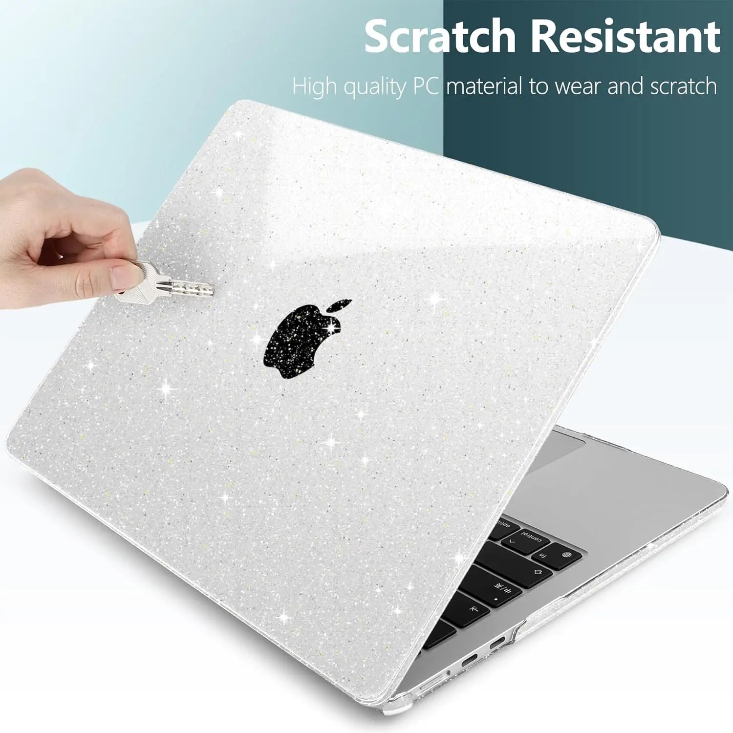 Case For MacBook Air 15 inch M5/M4/M3/M2 2026-2023, Sparkly Clear | Glitter Design for Mac Air 13.6-inch, Lightweight Hard Case