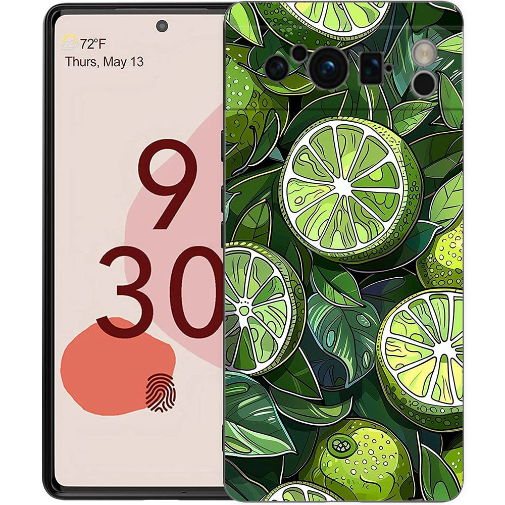 Summer Fruits Lemon Print Phone Case For Google Pixel 10A 10 9 8 7 6 Pro XL 9A 8A 6A 7A 5G Soft Shockproof TPU Black Cover