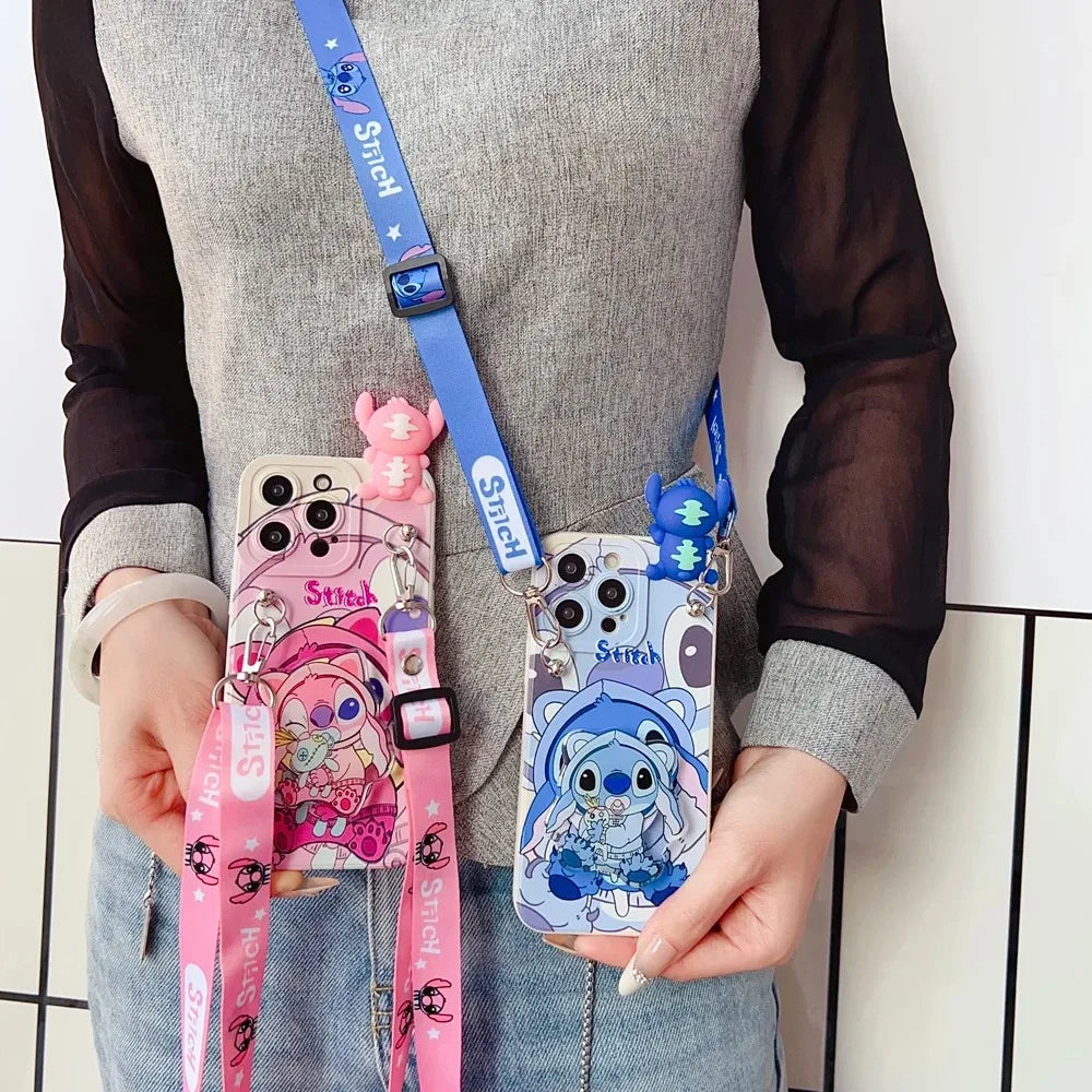 For Samsung Galaxy S20 S21 S22 S23 S24 S25 Plus Ultra FE Edge Maid stitch Case Pacifier Stitch Case With Holder Rope