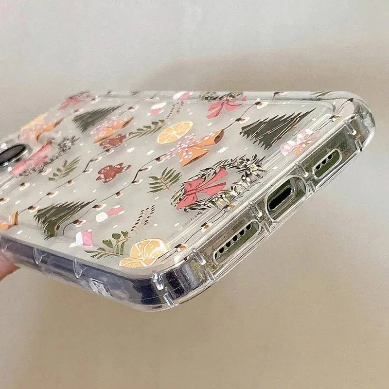 Winter Christmas Graphic Print Clear Case For iPhone 16 15 14 13 12 11 Pro Max 16E XS XR SE2 7 8 Plus SE2 SE3 Shockproof Cover