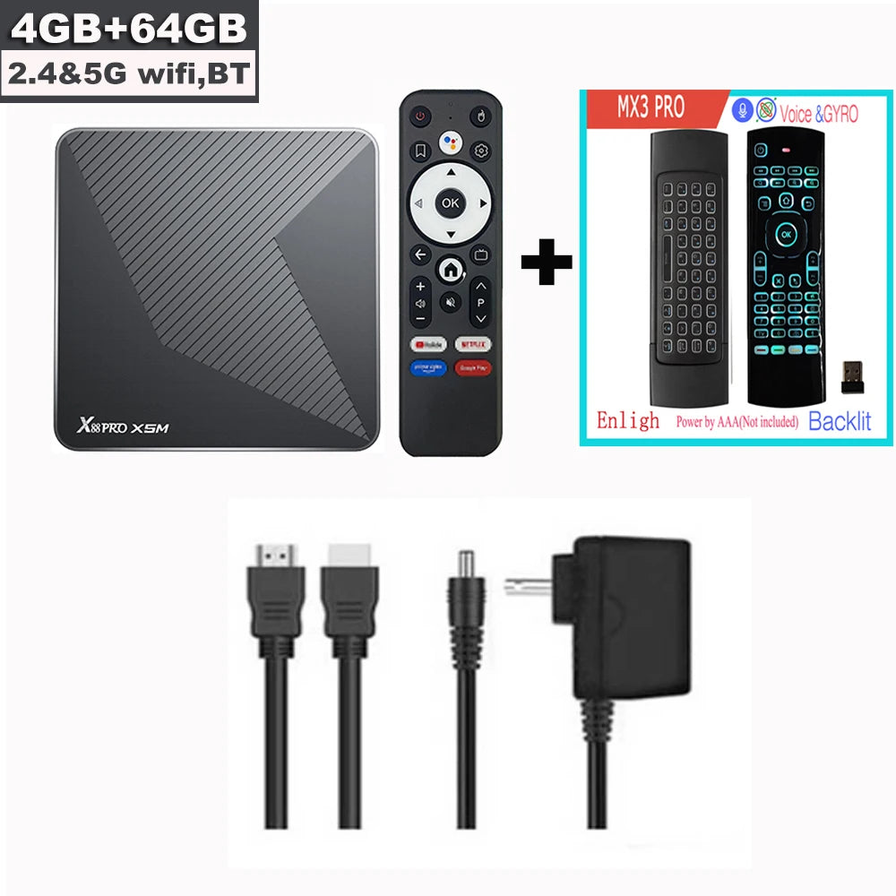 X88 PRO X5M Android 14 TV Box HD 8k 2.4G 5G Wifi6 BT5.0 1000M Lan 3D Amlogic S905X5M & S905A