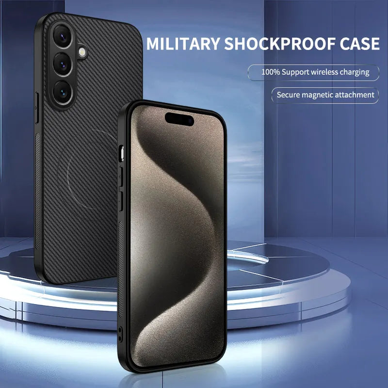 For Samsung Galaxy S26 Case High-End Magnetic Carbon Fiber Texture PC Anti-drop Cover For Samsung Galaxy S26 Ultra