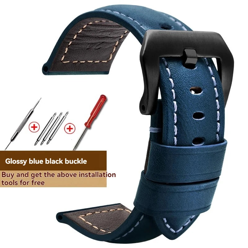 For Panerai Fossil SEIKO TISSOT Watchband Genuine Leather Bracelet male Frosted cowhide Strap Watch band 22 24mm 26m Accessories