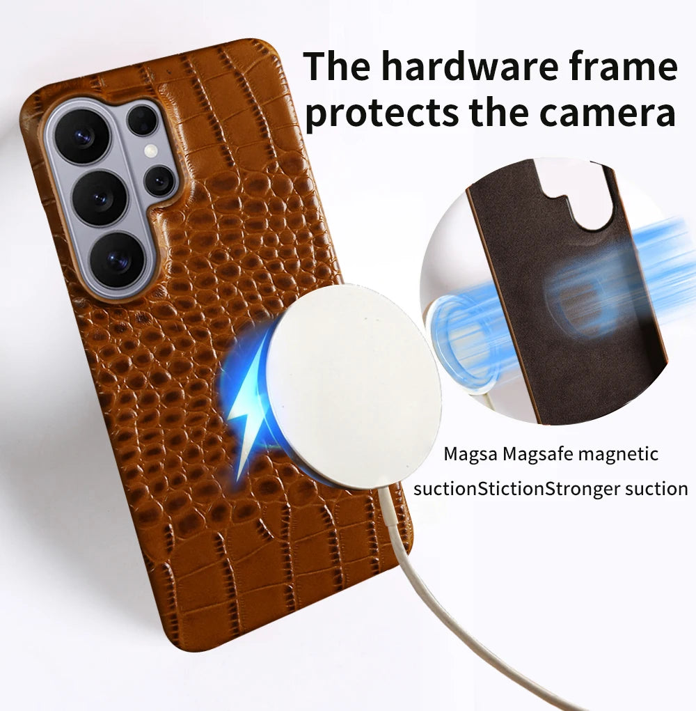 Crocodile Genuine Leather Phone Case For Samsung Galaxy S26 Ultra S25 Plus S24 S21 S23 FE S21 S20 Note 20 Ultra Back Cover Cases