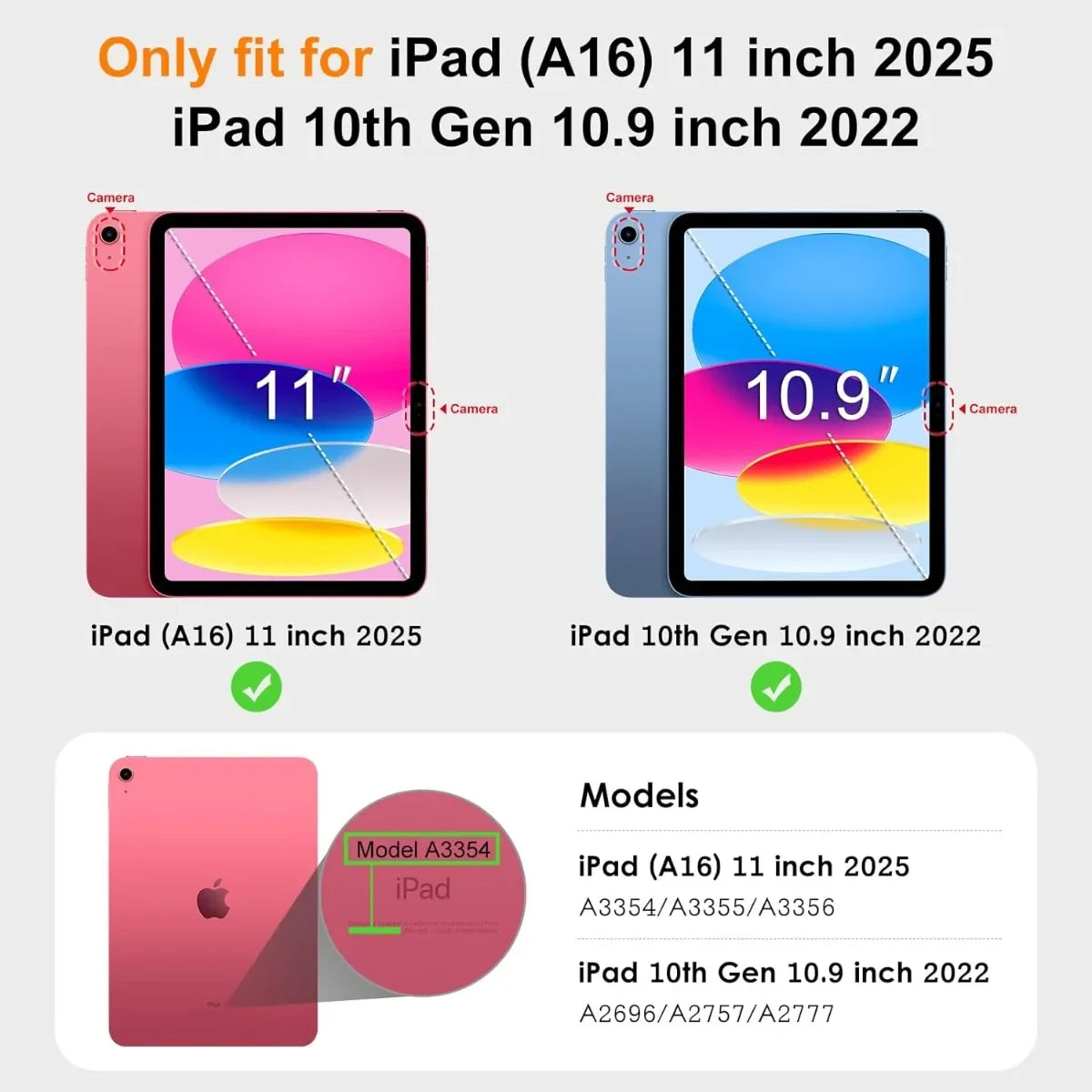 Solid Color Tablet Case for IPad (A16) 11inch 2025 10th 10.9Inch Clear Back TPU Shockproof Protector Cover with Pencil Holder