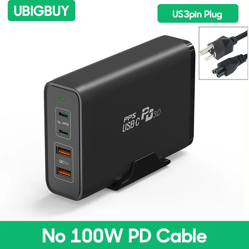 245W USB C Power Adapter 4 Ports GaN Desktop Charging Station PD100W PPS45W Fast Charger for MacBook iPhone 15 Samsung S23 Ultra