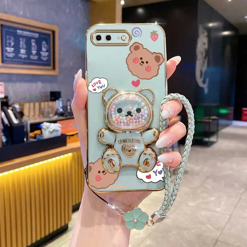 Clover Strap Lanyard Love You Bear Phone Holder Case On For iPhone 8 Plus 7 6 6s Plus Se 2020 7plus 8plus X XR XS Max Back Cover