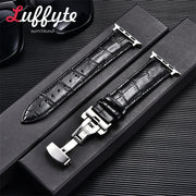 Bamboo Patterned Genuine Leather Strap for Apple Watch Ultra 8 7 SE 6 5 4 3 2 1 Business Watchband 38 40 41mm 42 44 45 49mm