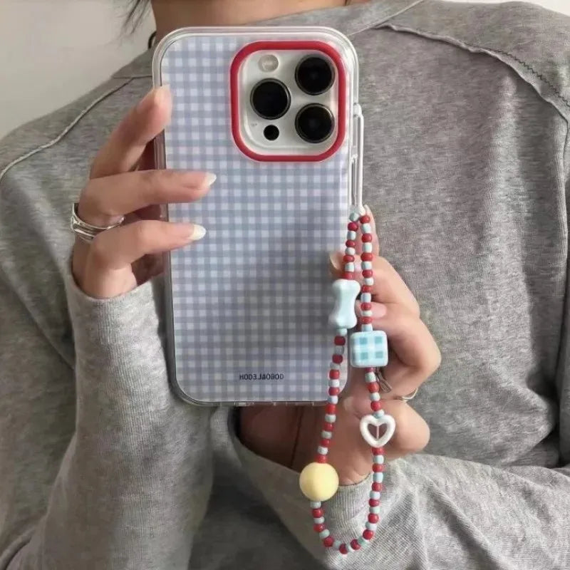 Fashion Blue Checkered Phone Case For Samsung Galaxy S26 S25 S24 S23 S22 S21 S20 FE Note20 Edge Plus Ultra Lite 5G Clear Cover