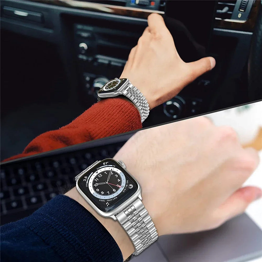 Metal Strap+Soft TPU Case for Apple Watch Band 44mm 40mm 45mm 41mm Ultra 2 49mm Stainless Steel Wristband iWatch 9 8 7 6 5 4 SE