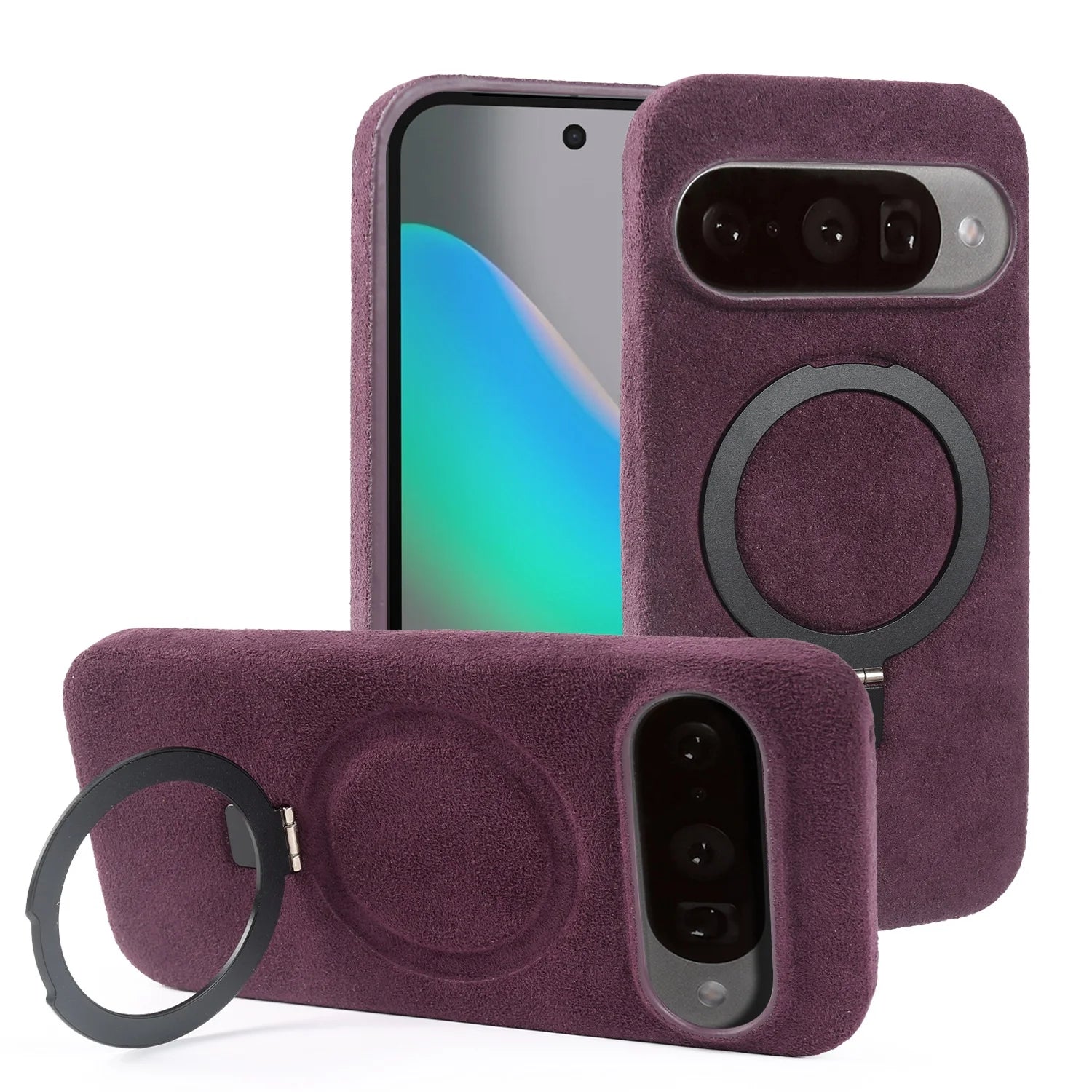Foldable Bracket Stand Phone Case For Google Pixel 10 Pro 9 8  7 For ALCANTARA Artificial Leather Supercar Suede Kickstand Cases