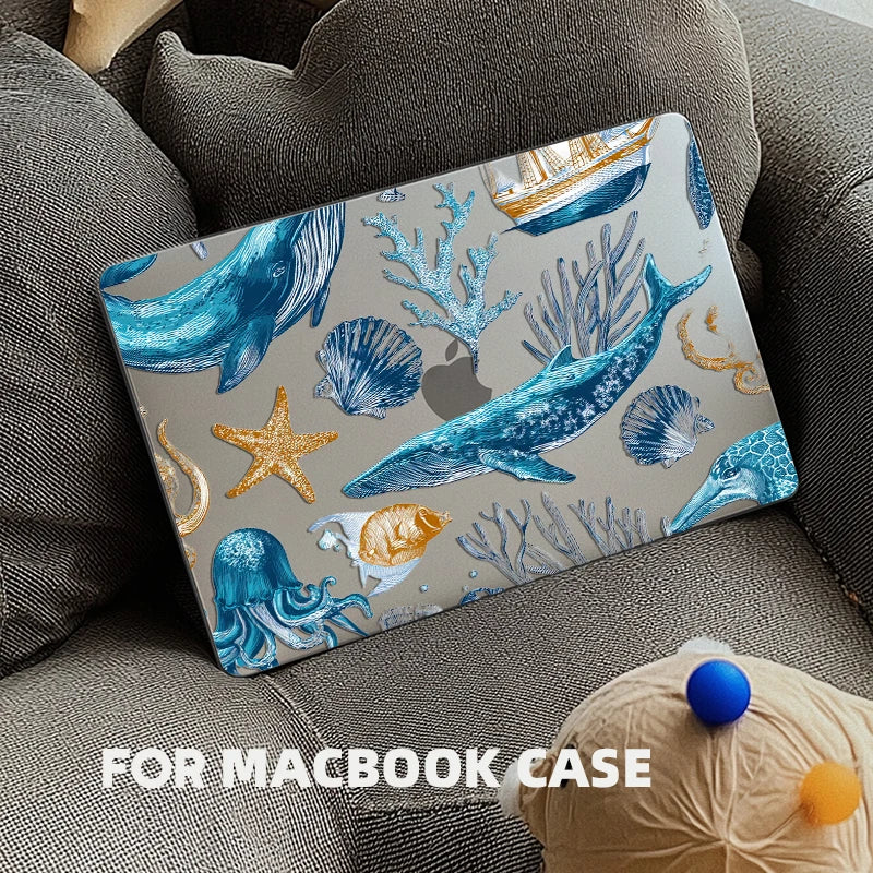 Marine Life Laptop Case For Macbook Air 13 2025 Case M2 M3 M4 Chip MEO A304 Cover for Air 15 M4 2025 A3241 M3 M2 15.3 Case
