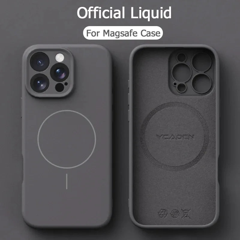 Magnetic Luxury Wireless Charge For Magsafe Phone Cases for iPhone 16 Plus 15 14 13 Pro Max Original Liquid Soft Silicone Cover