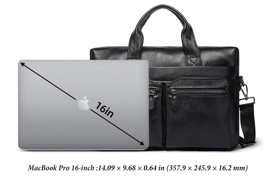 HUMERPAUL Men's Genuine Leather Briefcase Business Laptop Bag with Multiple Pockets Durable Handbag Shoulder Bags for Travel ﻿
