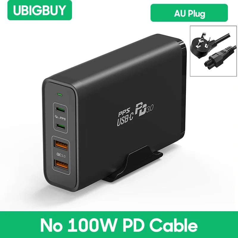 245W USB C Power Adapter 4 Ports GaN Desktop Charging Station PD100W PPS45W Fast Charger for MacBook iPhone 15 Samsung S23 Ultra