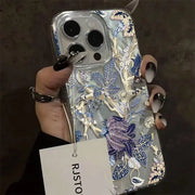 Fashion Retro Artistic Flower Phone Case For iPhone 17 16 15 14 13 12 11 Pro Max XR XS MAX 7 8 PLUS INS Shake Proof Laser Cover