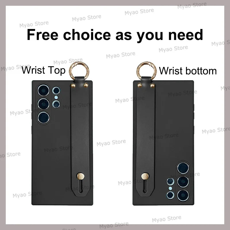 Wrist Strap Case For Samsung Galaxy S25 S24 Ultra S23 FE S22 S20 S21 Plus Wristband Phone Cover Kickstand Holder