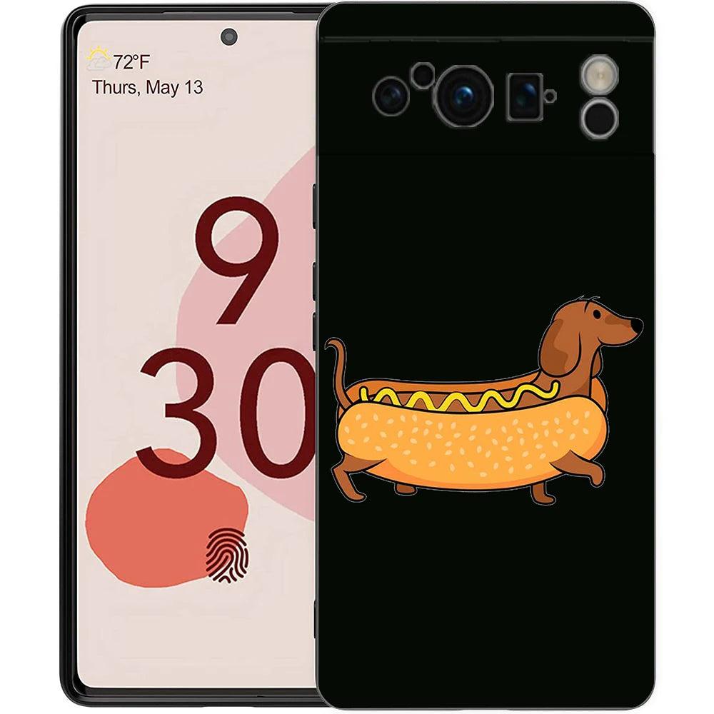 Cute Dachshund Bulldog Phone Case For Google Pixel 10A 10 9 8 7 6 Pro XL 9A 8A 6A 7A 5G Soft Shockproof TPU Black Cover