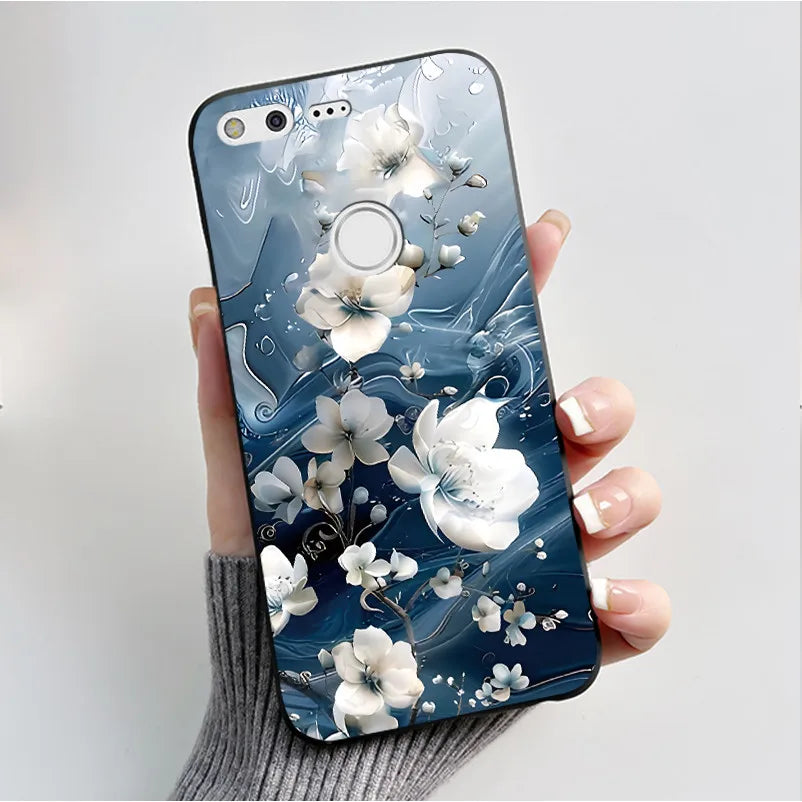 For Google Pixel XL Case Luxury Fashion Butterfly Flowers Black Soft TPU Silicone Back Cover For Google Pixel 1 1XL Phone Cases